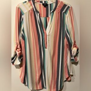 Torrid Harper Rayon Slub Pullover 3/4 Sleeve Blouse 00 (size 10)